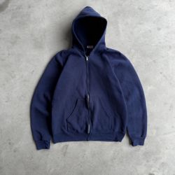 Vintage 90s USA Olympics Full-Zip Navy Blue Blank Hoodie - L