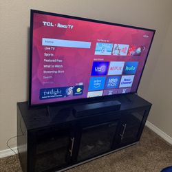 TCL 55” 4K Tv with Entertainment Center and Soundbar