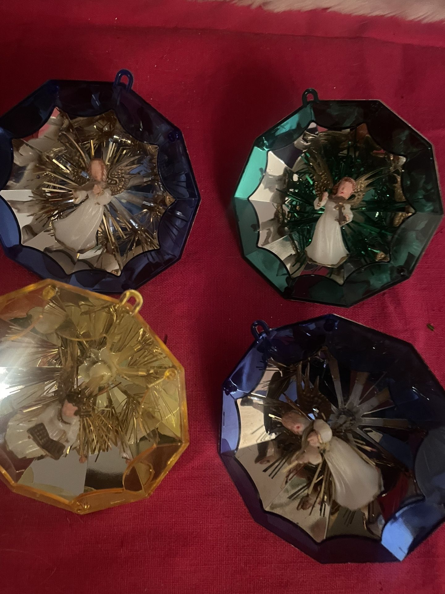 Vintage Mid Century 1950s Angels 3D Color Plastic Christmas Ornaments