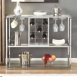 Wine Rack Table with Glass Holder, 3-Tier 
