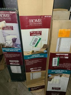 BRAND NEW FAUX WOOD CORDLESS BLINDS...15 DOLLARS UP TO 20 DOLLARS EACH DEPENDING ON SIZES...SIZES IN PICTURES  .CHECK OUT MY PAGE FOR MORE..PICK UP IN