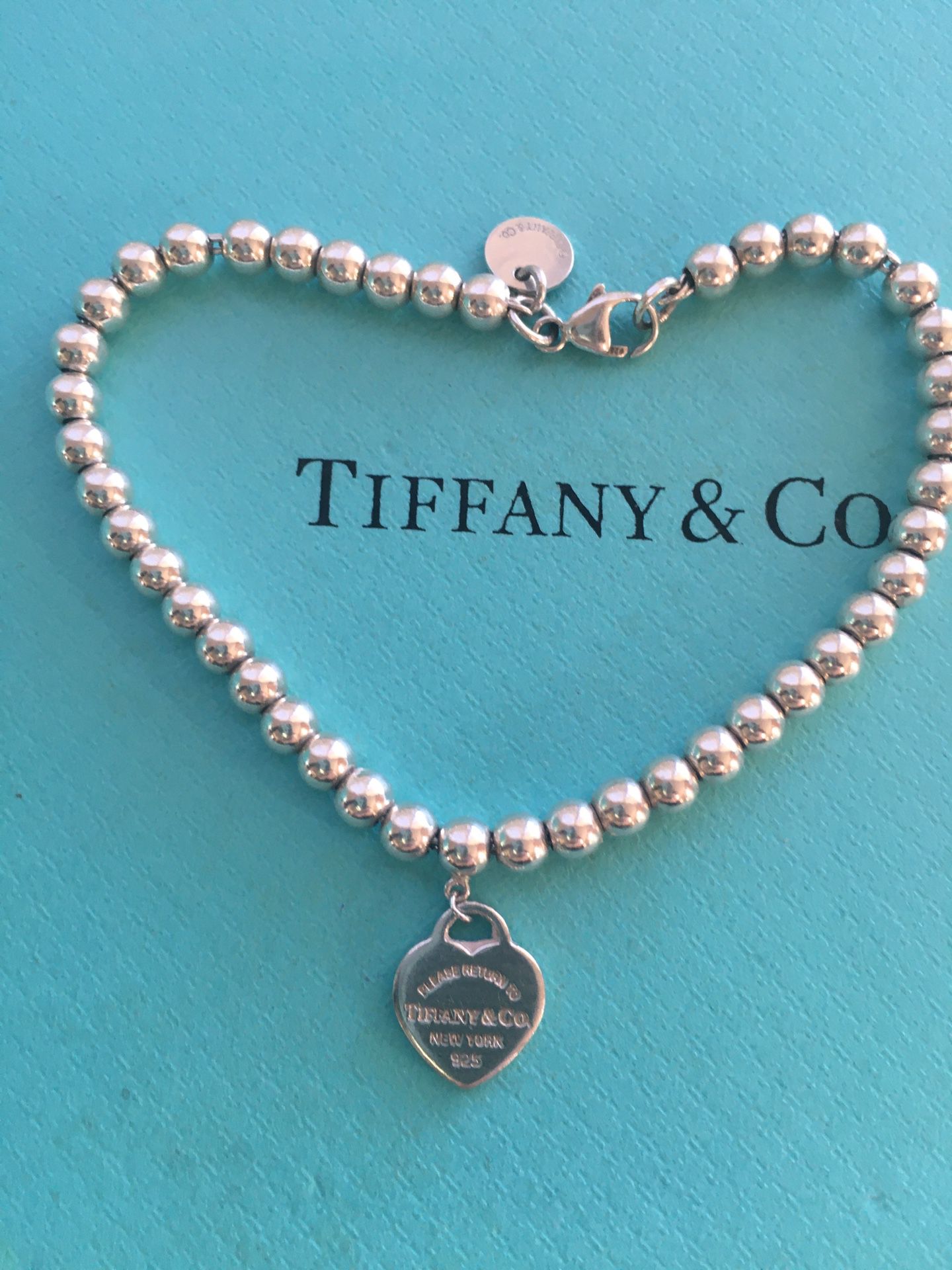 Tiffany 4 mm bead RTT heart bracelet