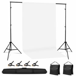 New Adjustable Photography Backdrop Stand Kit 10x7ft(W*H) - Photo Studio Background Support with 4 Crossbars, 4 Clamps, 2 Sandbags (with 10 * 7 Feel W