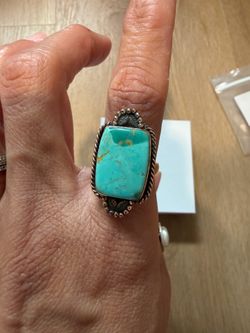 Authentic kingman turquoise  copper ring size 8-10 adjustable