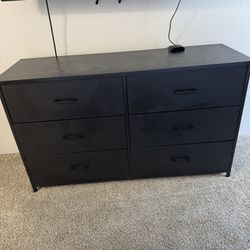 Black Wooden Dresser - 6 Drawers