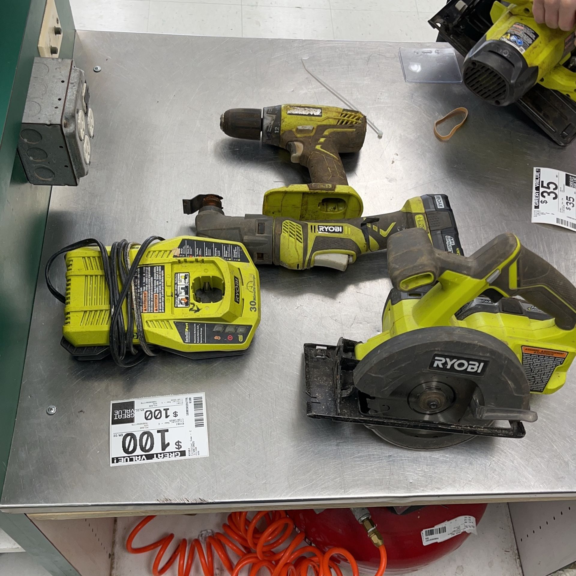 Ryobi 3 Pc Cordless Combo Tool Set 2 Batteries And Charger