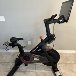 Peloton Bike – Barely Used (Only 109 Rides) + Shoes, Weights & Mat