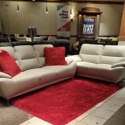 Valencia beige sofa and loveseat set now only $699. Easy finance option. Same day delivery.