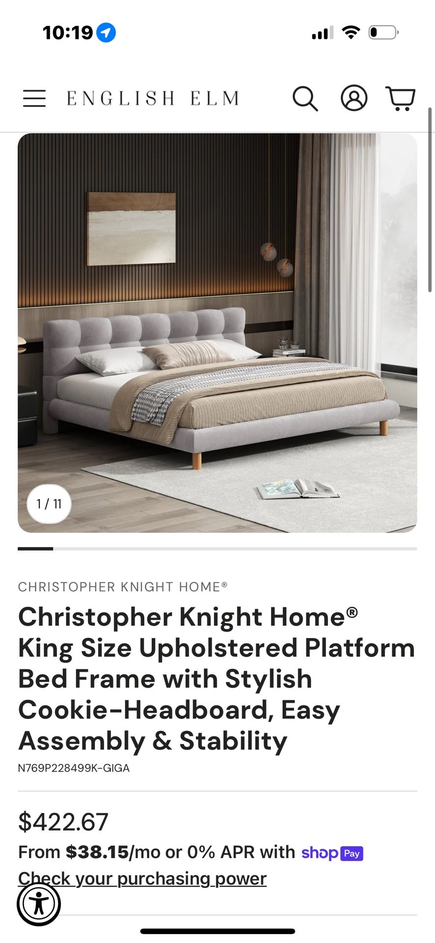 English Elm Brand New Queen Bed Frame