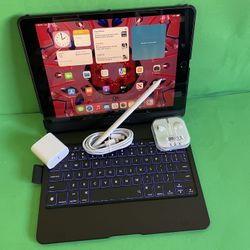 Apple IPad 9th Generation (10.2” Retina /Touch ID /IOS 18/ 2021 Model) 64GB with Pen, Keyboard  & Accessories 