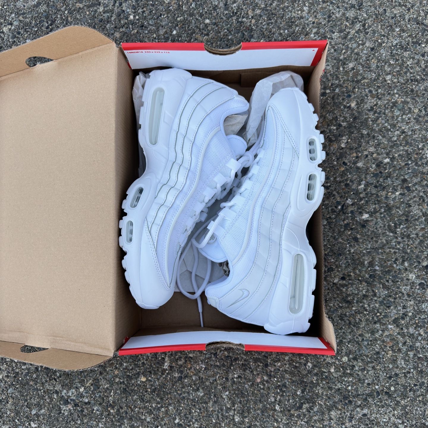 Nike Air Max 95 Essential Triple White Grey Fog CT1268-100 Size 