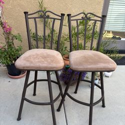 2 High  Or Bar Stool Chairs For Kitchen Upholstery 
