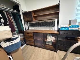 Island and large kitchen hutch