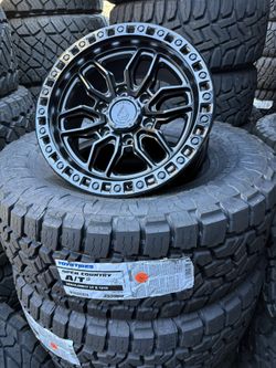 17ā HUSTLE ARENA WHEELS/ TOYO A/T3 35x12.50R17LT TIRES-PACKAGE DEAL!!! 6x139.7