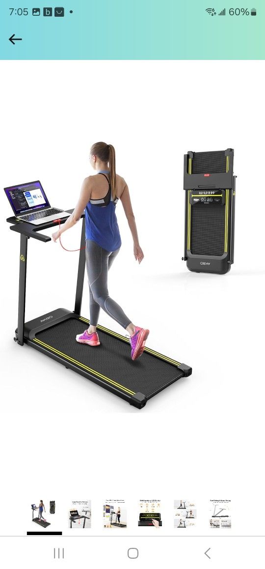 Folable Treadmill with Desk Workstation