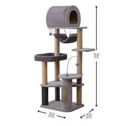 Cat Tree-Catry Cascade 5-Level Cat Tree w/ Condo – Gray-63”