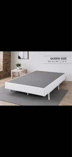 White Box Spring with Metal Bed Frame