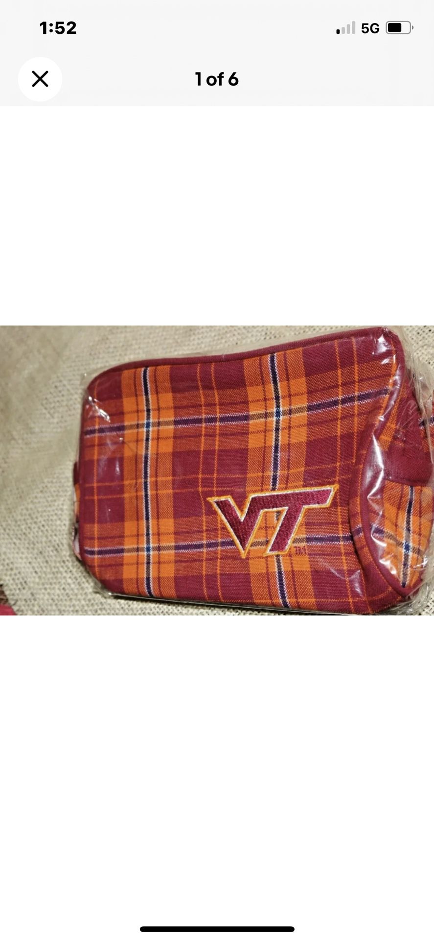 Virginia Tech Cosmetic Makeup Bag . VT New