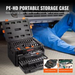 41] Mechanics Tool Set and Socket Set, 1/4" 3/8" 1/2" Drive Deep and Standard Sockets, 450 Pcs SAE and Metric Mechanic Tool Kit with Bits, Hex Wrenche