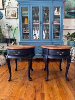 Restyled Vintage Pair of Side Tables