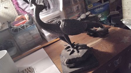 Bronze peacock statue Granite base 7x14.5 in