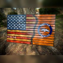 Broncos rustic Wooden flag