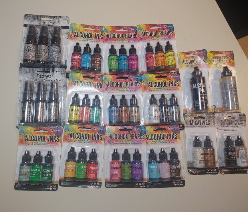 Ranger Tim Holtz Alcohol Inks, Multiple colors, Mixatives, Stains, Oxides, Blending Solution, etc. ALL BRAND NEW!!