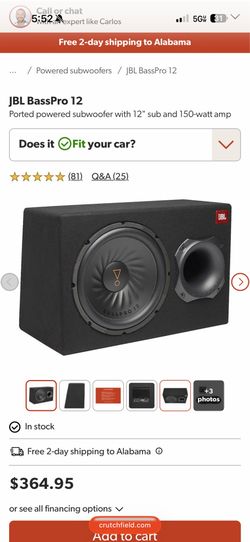 JBL 12 is sub with built in amp