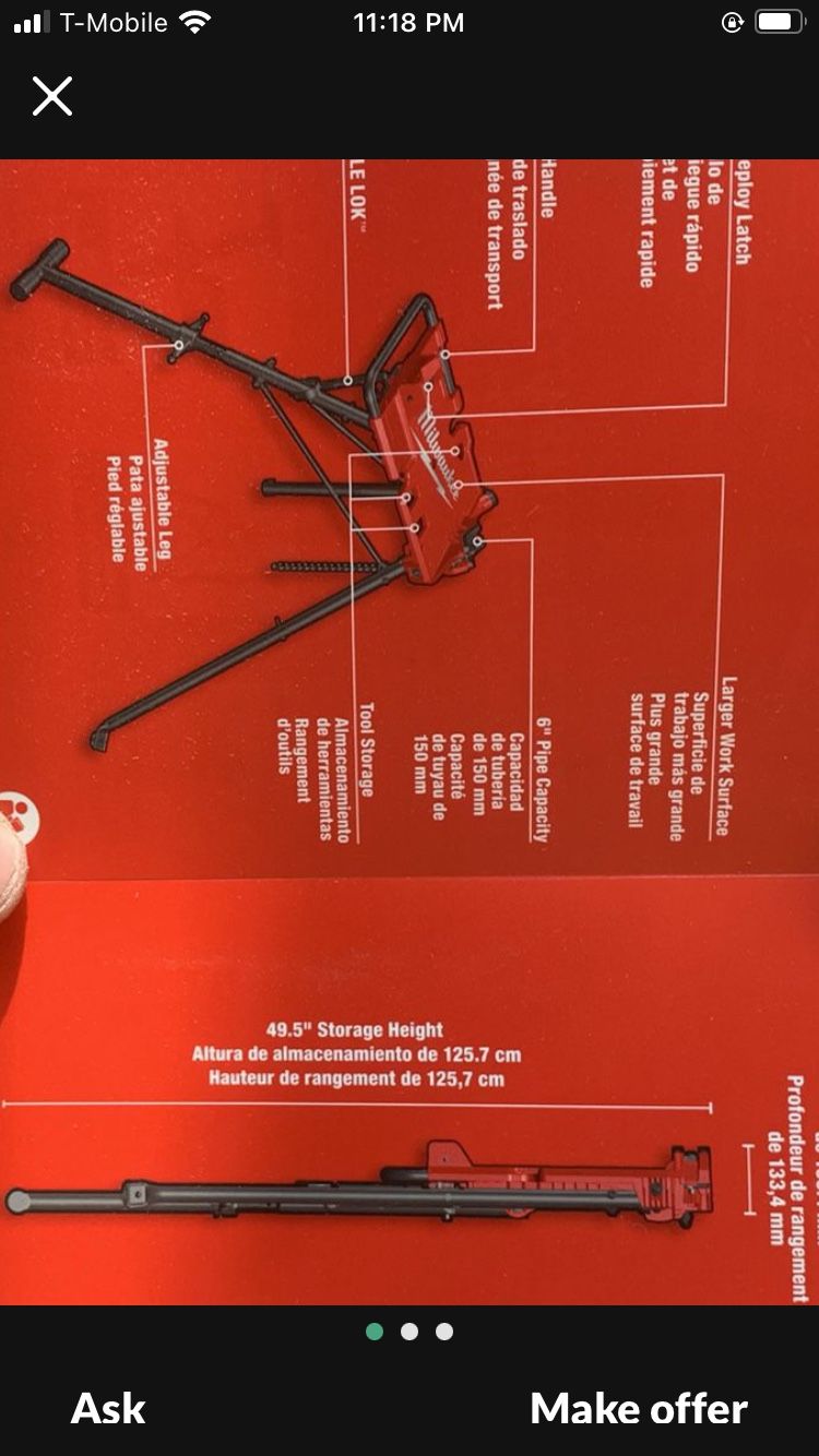 Milwaukee portable leveling tripod chain vice stand new in box