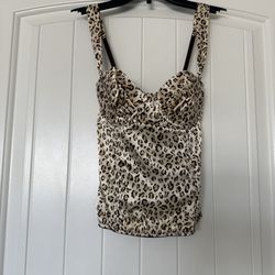 🔥 Y2K Luxe Leopard Satin Corset Top – Sculpting, Snatched & Statement-Making Small 🔥