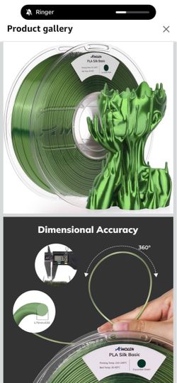 AMOLEN Silk PLA Filament 1.75mm 3D Printer Filaments, Accuracy ±0.02mm Shiny Filament for 3D Printing, 1kg(2.2lbs) Spool, Compatible with Most FDM Pri