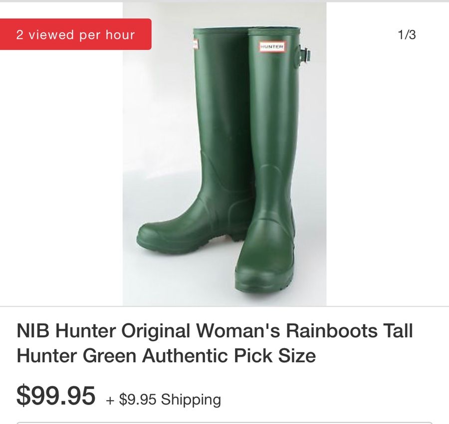 Hunter Tall Green Rubber Boots 9
