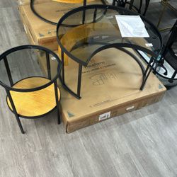 Coffee End Table Set Of 2pcs For $75 Metal, Wood And Glass High Quality New In The Box 📦 