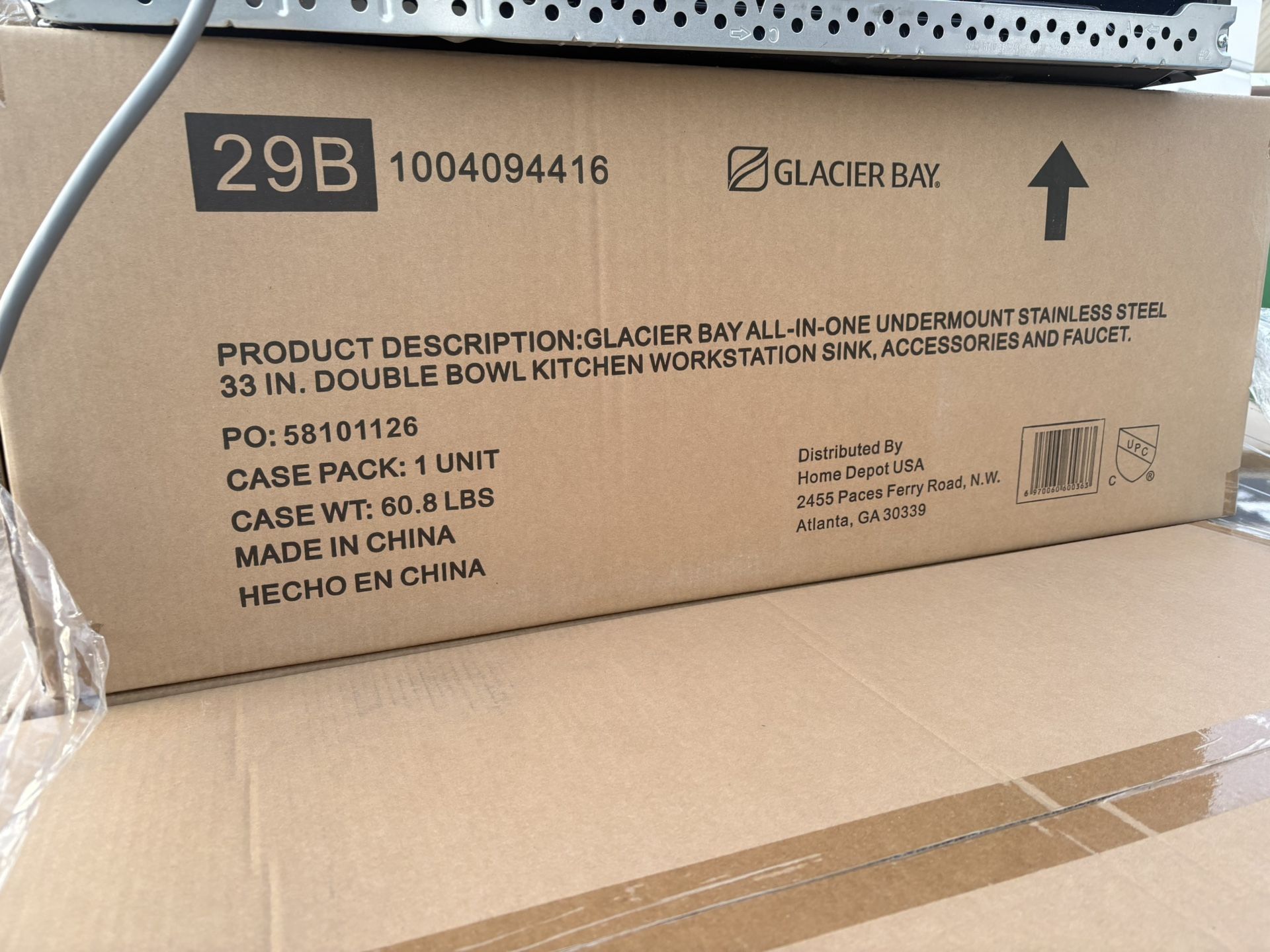 GLACIER BAY All-in-One Undermount Stainless Steel 33 in. 50/50 Double Bowl Workstation Kitchen Sink with Faucet and Accessories