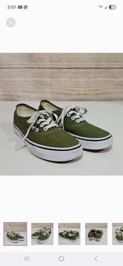 Vans Olive Green Canvas Lace Up Sneakers 6.5