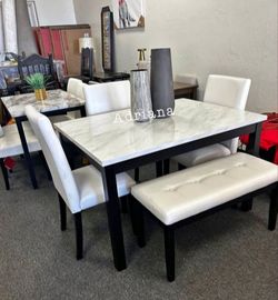 Elegant‼️ 5-Pc White Dining Table Set