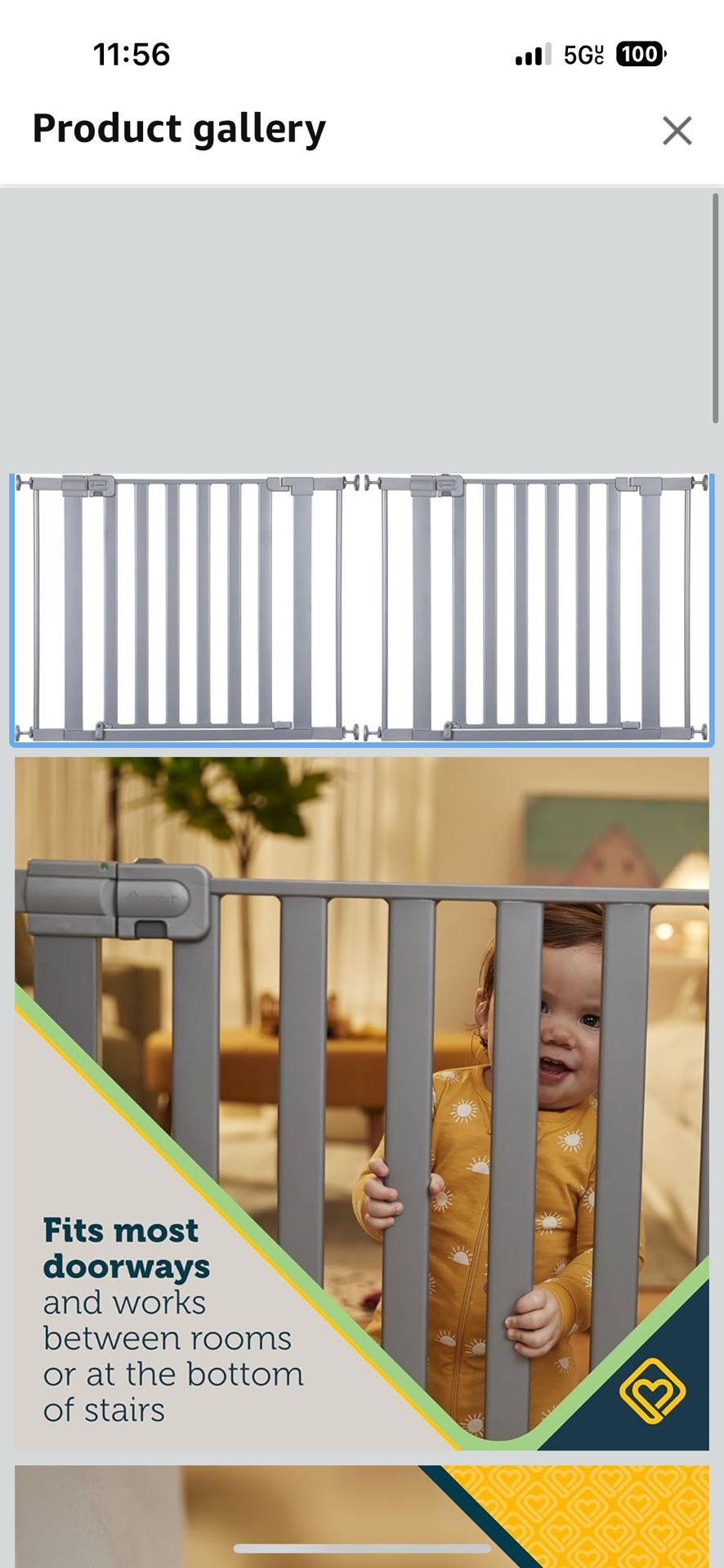 Baby Gate With Door. Adjustable. With Wall Protection Covers 