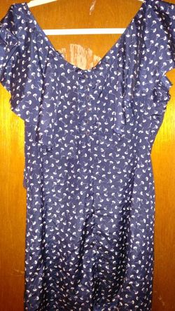 Ruffle sleeve navy dress