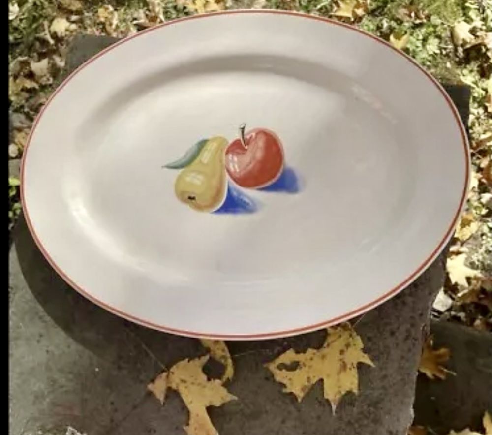 X Large Homer Laughlin Bakerite 1939 approx. 14” Oval Platter Fruit Pattern