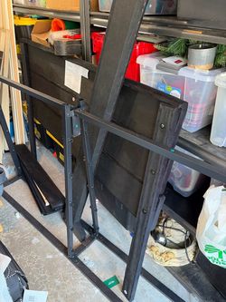 Black Metal Bed Frame with Upholstered Headboard