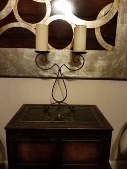 Candle holder; iron; Brown tone  heavy; candles NOT included - $15