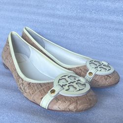 Tory Burch Aaden Natural/Ivory Cork Womens Ballet Flats Shoes 1(contact info removed)