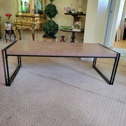 Rustic Coffee Table With Wrought Iron
