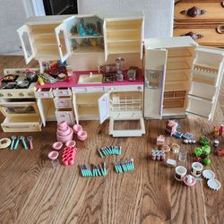 Barbie Tyco Little Deluxe Kitchen Center,Stove ,Refrigerator & Accessories/ Barbicore/ Cottagecore/ShabbyChic/ Dollhouse/Barbie
