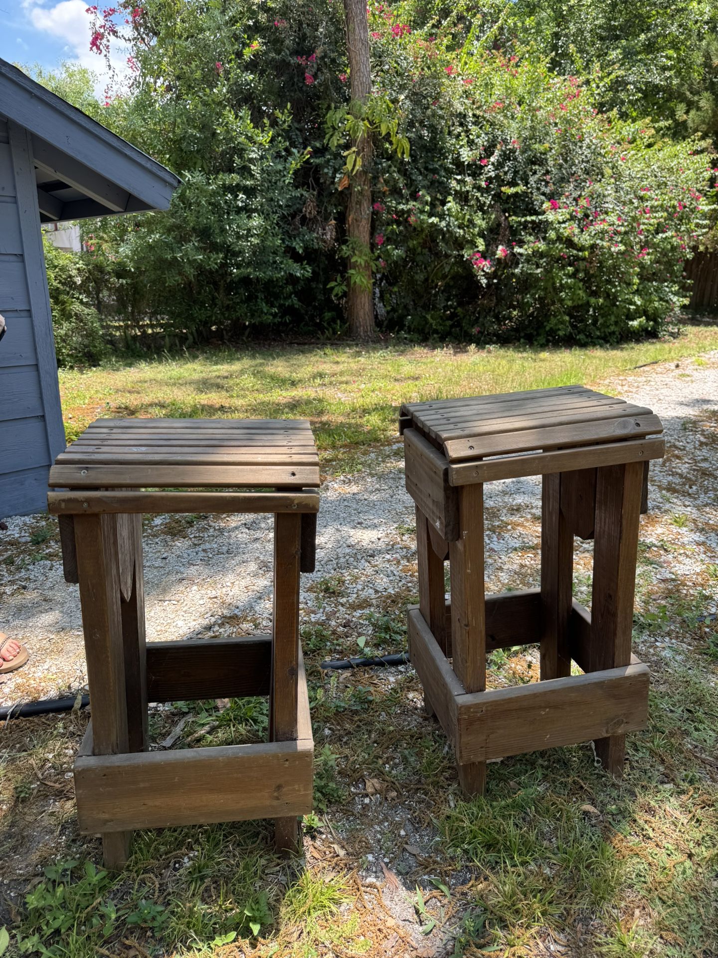 2 Heavy Duty Teak Barstools