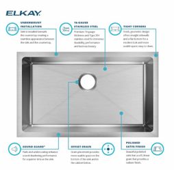 Elkay Crosstown Undermount Kitchen Sink - NEW IN BOX - Model: EFRU2816T | 16-Gauge Stainless Steel
