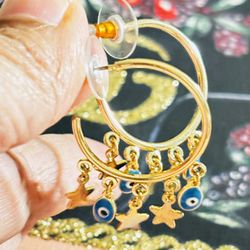 Hoop Evil Eye Earrings 