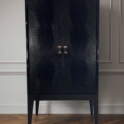 “Fendi Casa” Royal Black Crocodile-Embossed Cabinet