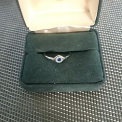 Sterling Silver CZ Eye Ring Sz7 5mm