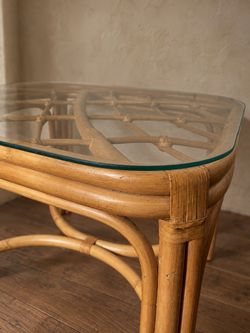 Rattan Coffee Table with Glass Top